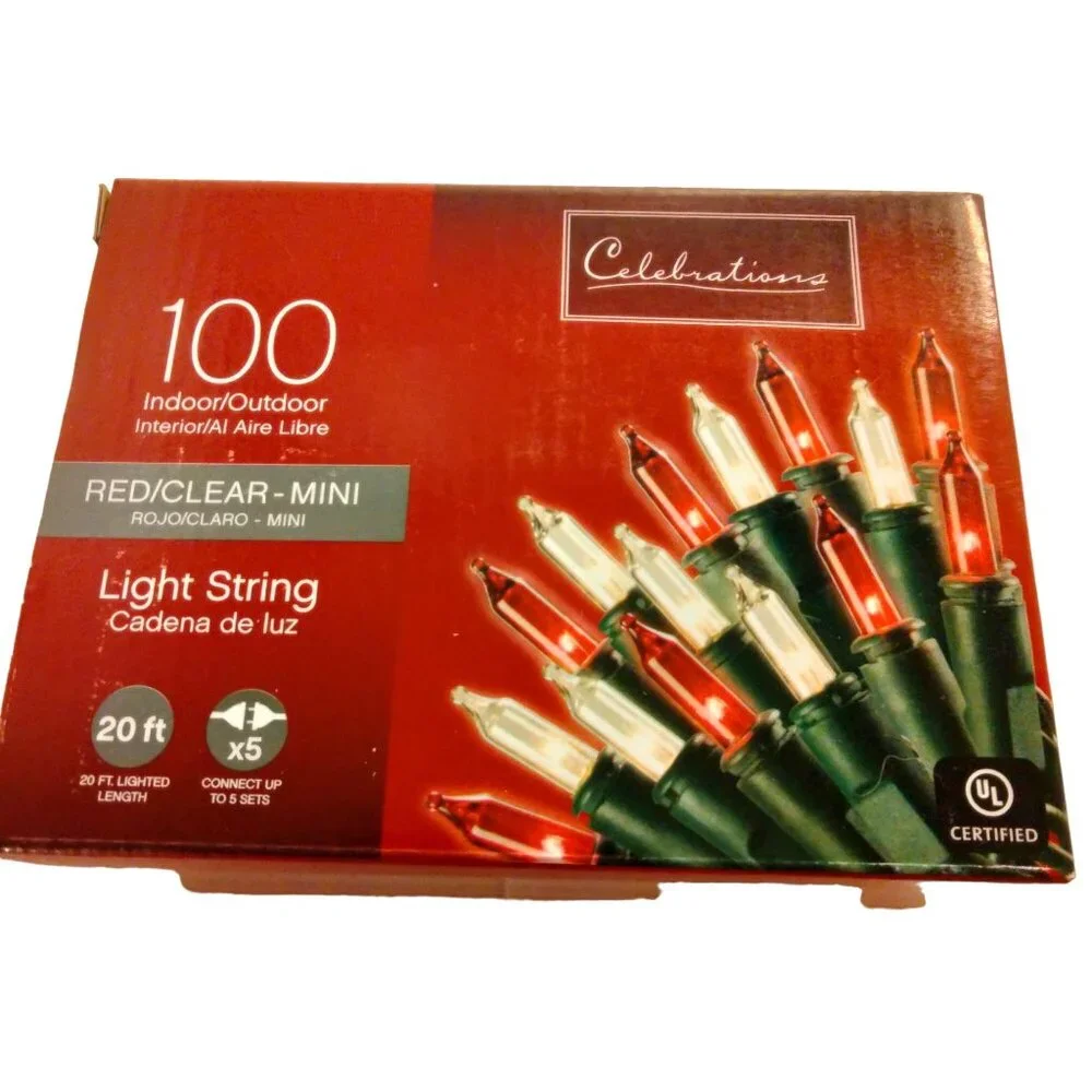 Celebrations Mini Red White String Lights Wedding Patio deck Christmas 100 Ct